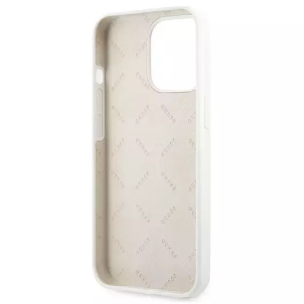 Guess GUHCP13LLS4GGWH iPhone 13 Pro / 13 6,1  biały/white hard case Silicone 4G Logo 1