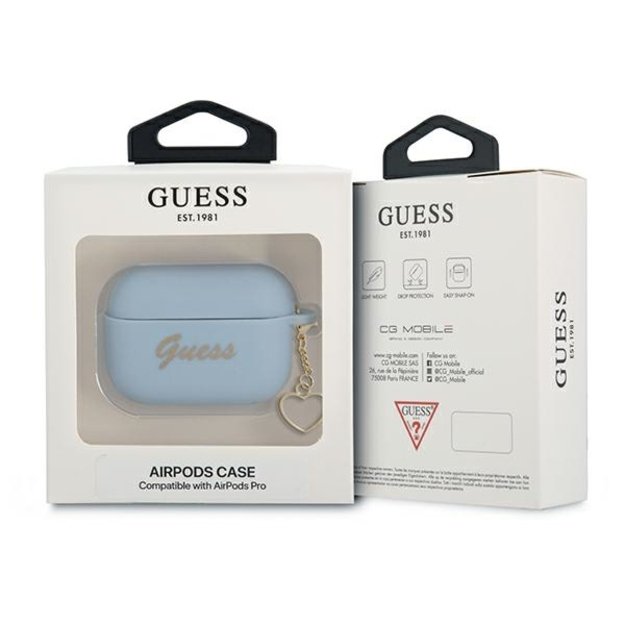 Guess GUAPLSCHSB AirPods Pro cover blue/blue Silicone Charm Heart Collection 2