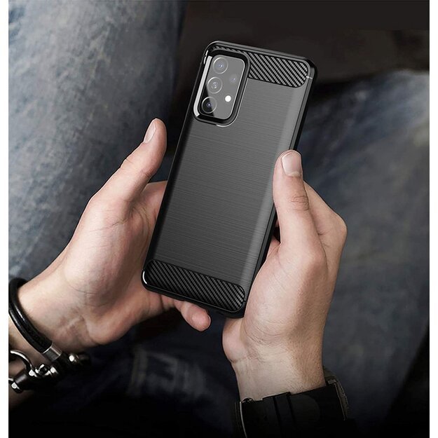 Carbon Case Flexible Cover TPU Case for Samsung Galaxy A72 4G black 4