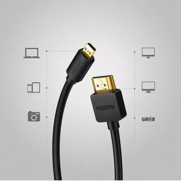 Ugreen cable HDMI - micro HDMI cable 19 pin 2.0v 4K 60Hz 30AWG 1.5m black (30102) 8