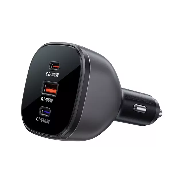 Acefast B14 car charger 165W 2x USB-C 1x USB-A - black 1