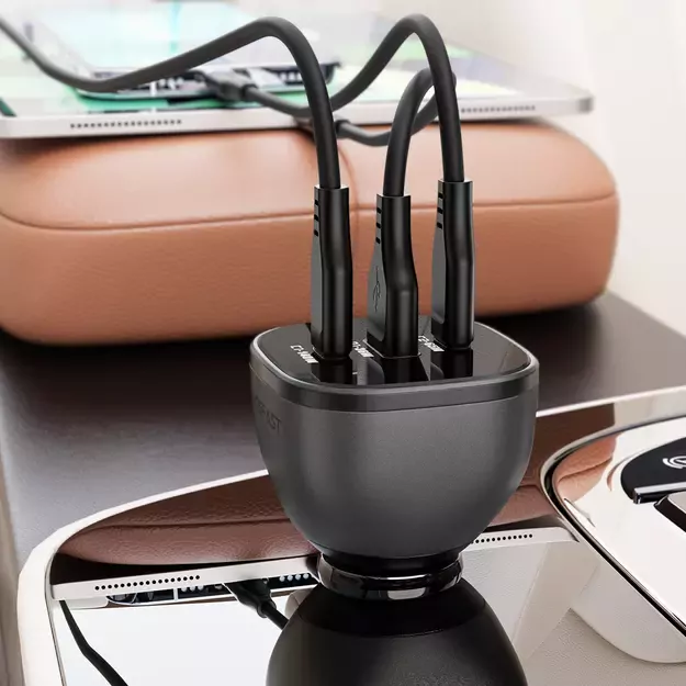 Acefast B14 car charger 165W 2x USB-C 1x USB-A - black 6