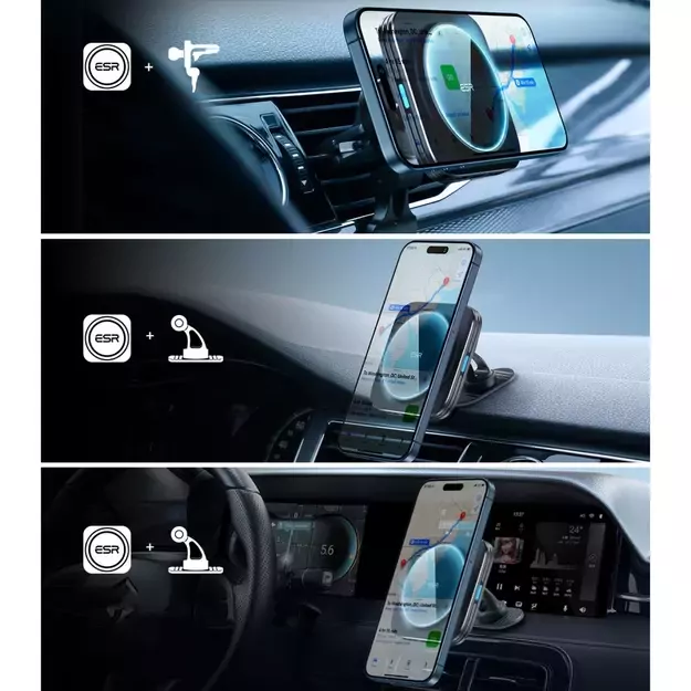 ESR Halolock Magnetic QI2 Car Holder with MagSafe 15W Inductive Charger for Air Vent - Black 8