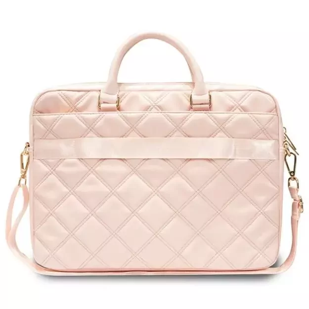 Guess Quilted 4G bag for a 16&quot  laptop - pink 4