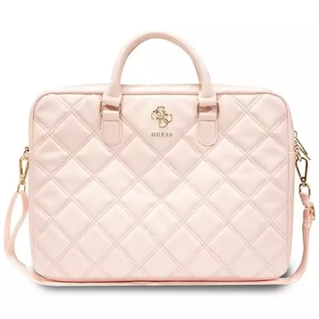Guess Quilted 4G bag for a 16&quot  laptop - pink