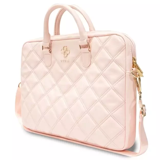 Guess Quilted 4G bag for a 16&quot  laptop - pink 3