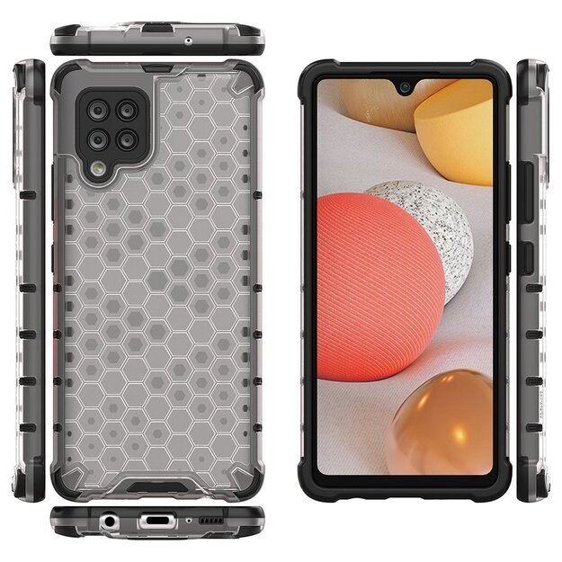 Honeycomb Case armor cover with TPU Bumper for Samsung Galaxy A42 5G transparent 22