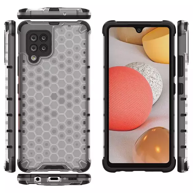 Honeycomb Case armor cover with TPU Bumper for Samsung Galaxy A42 5G transparent 1