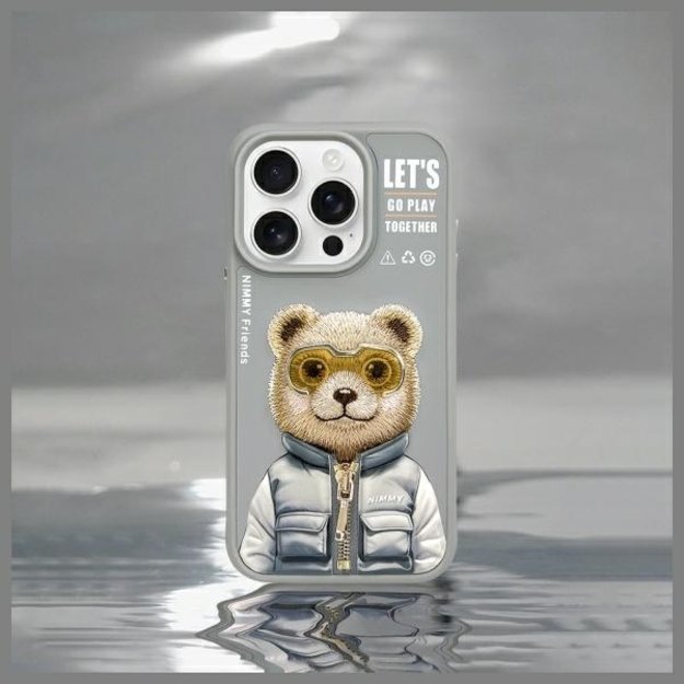 Nimmy Cool&amp Cute 2.0 Bear Case for iPhone 15 Pro Max - Gray 10