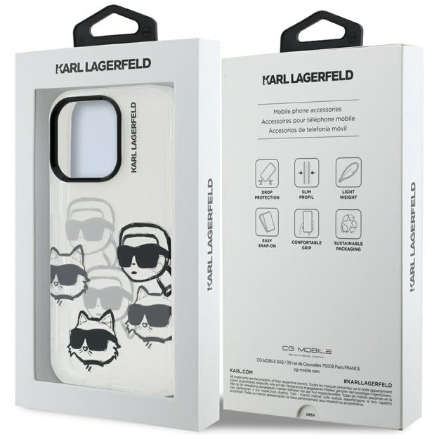 Karl Lagerfeld IML Multi K&amp C Head Pattern Case for iPhone 16 Pro Max - Transparent 7