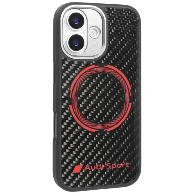 Audi RSQ Carbon Fiber Sport Red Circle MagSafe Case for iPhone 17 - Black 2