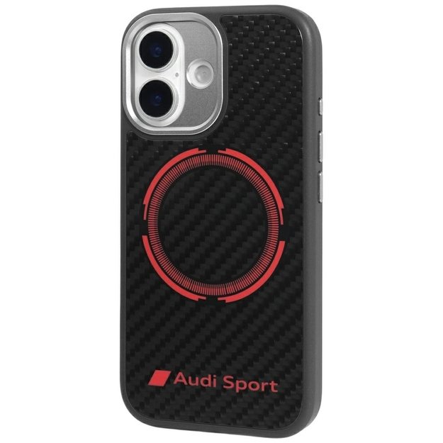 Audi RSQ Carbon Fiber Sport Red Circle MagSafe Case for iPhone 17 - Black 3