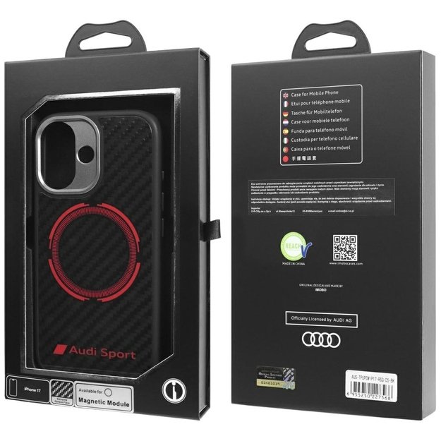 Audi RSQ Carbon Fiber Sport Red Circle MagSafe Case for iPhone 17 - Black 9
