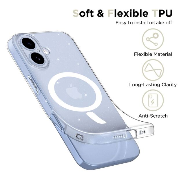 Tech-Protect FlexAir MagSafe Case for iPhone 17 - Clear Glitter 2