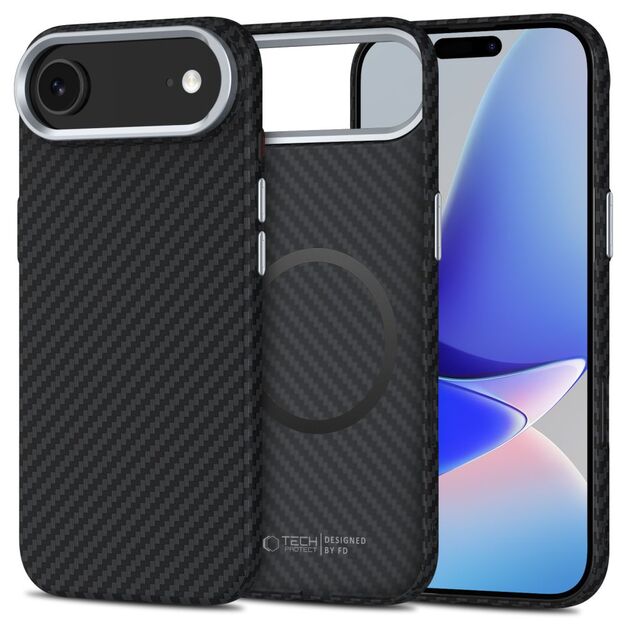 Tech-Protect Ion Carbon MagSafe Case for iPhone 17 Air - Black and Silver