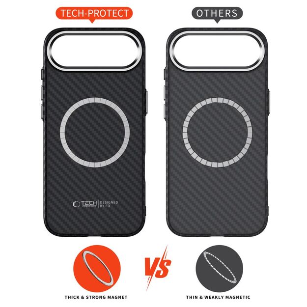 Tech-Protect Ion Carbon MagSafe Case for iPhone 17 Air - Black and Silver 4