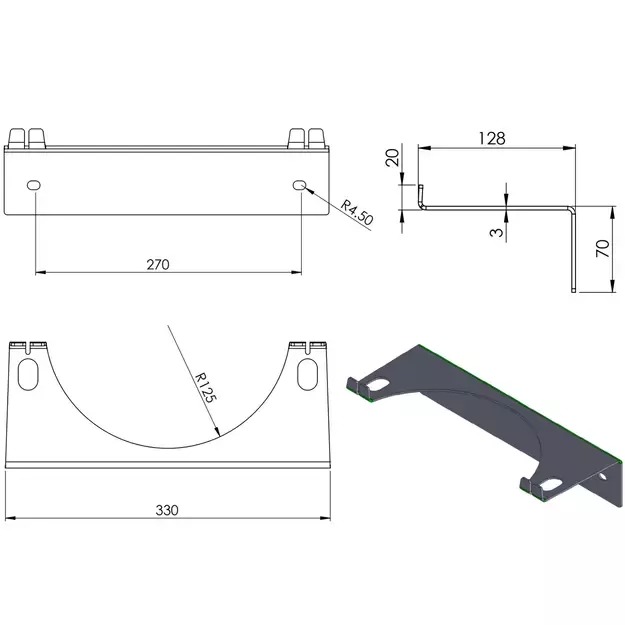 Wall holder for 1 gas cylinder, max. diameter 250 mm PRO-LINE cylinders 1