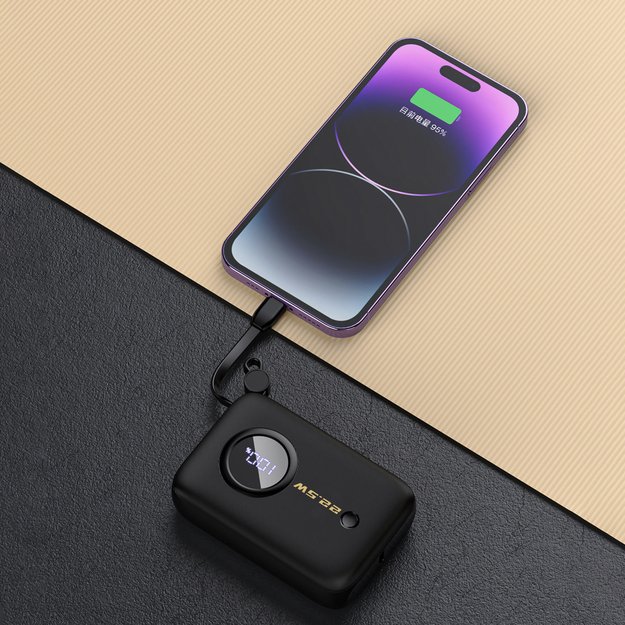 Dudao K14 10000mAh power bank with USB-C / Lightning cables - black 2