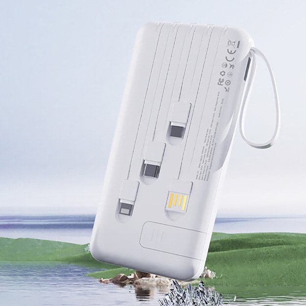 Dudao K11 10000mAh Powerbank with Built-in Cables - White 2
