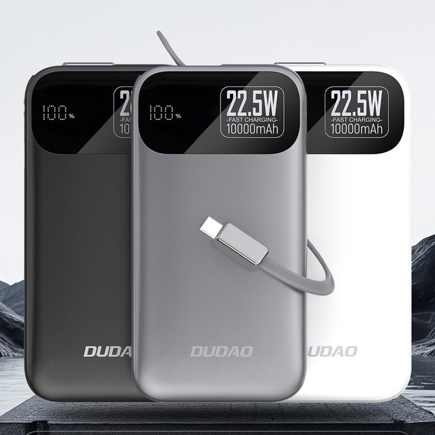 Dudao K31 10000 mAh 22.5W PD Powerbank with Built-in Cable - Gray 1