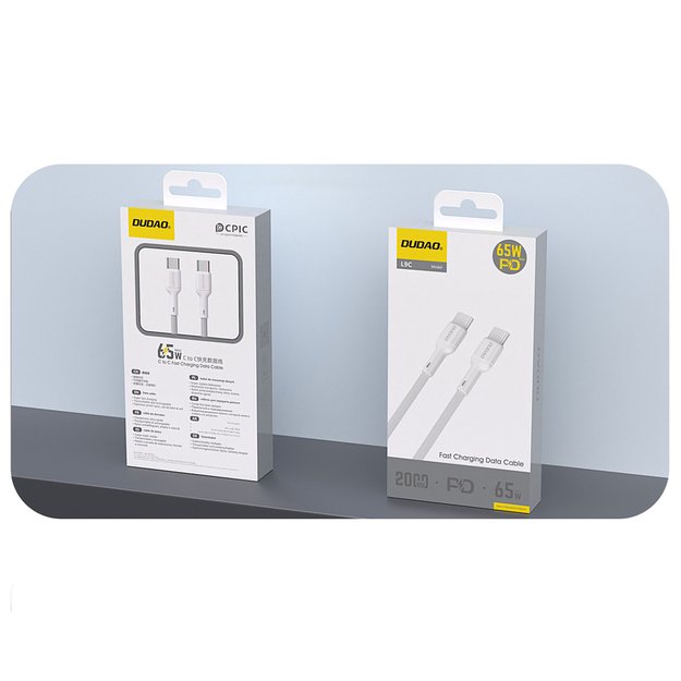 Dudao L9C 65W USB-C - USB-C Cable 1m - White 1