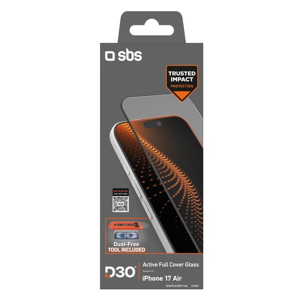SBS protective glass with D3O technology set with applicator for iPhone 17 Air 1