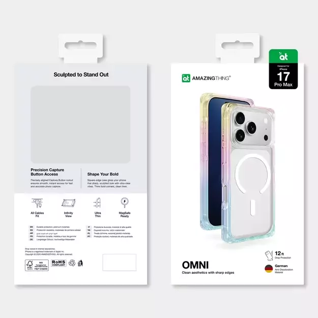 AmazingThing Omni case for iPhone 17 Pro Max compatible with MagSafe - transparent-rainbow 10