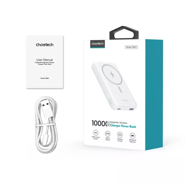 Powerbank Choetech B663 10000mAh 20W MagSafe USB-A / USB-C - white 3