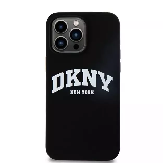 DKNY Liquid Silicone White Printed Logo MagSafe iPhone 14 Pro Max Case - Black 2