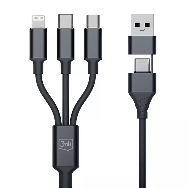 3mk Hyper Cable 3in1 USB-A - USB-C / USB-C - micro USB - Lightning 1.5m - black 2