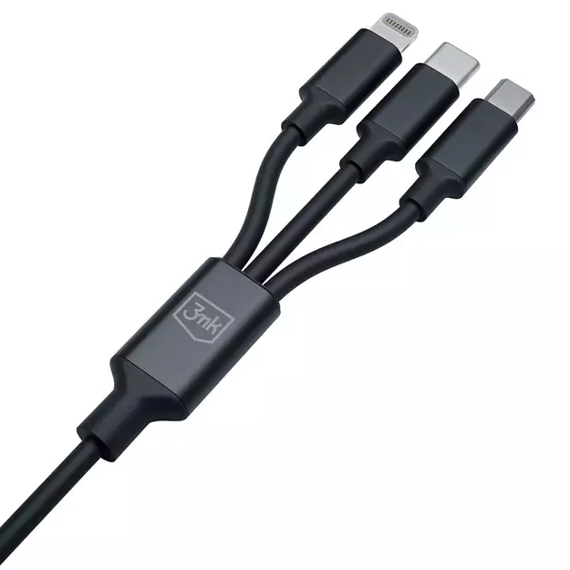 3mk Hyper Cable 3in1 USB-A - USB-C / USB-C - micro USB - Lightning 1.5m - black 5