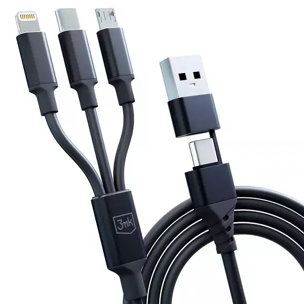 3mk Hyper Cable 3in1 USB-A - USB-C / USB-C - micro USB - Lightning 1.5m - black 8