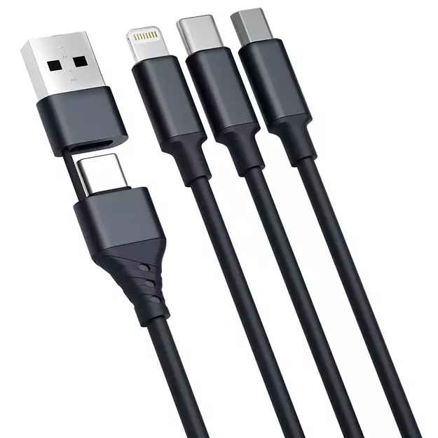 3mk Hyper Cable 3in1 USB-A - USB-C / USB-C - micro USB - Lightning 1.5m - black 1