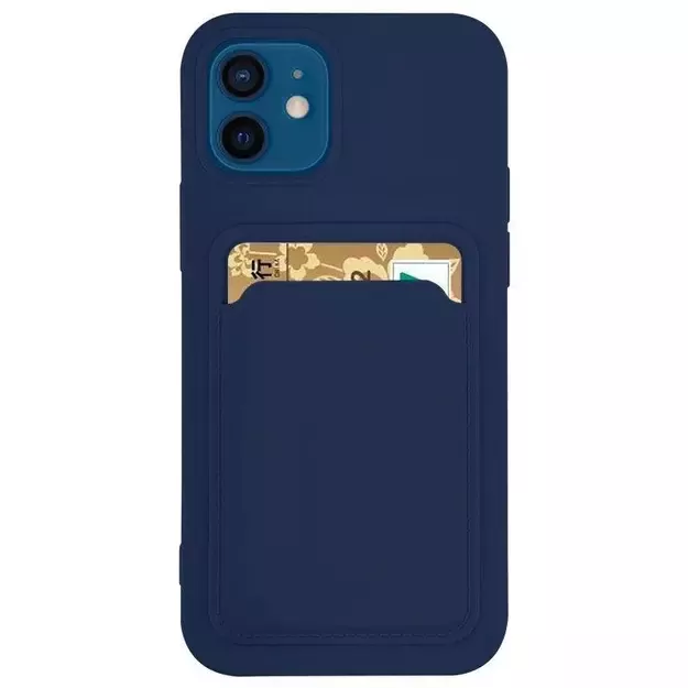 Card Case Silicone Wallet Case with Card Slot Documents for Samsung Galaxy A73 Navy Blue