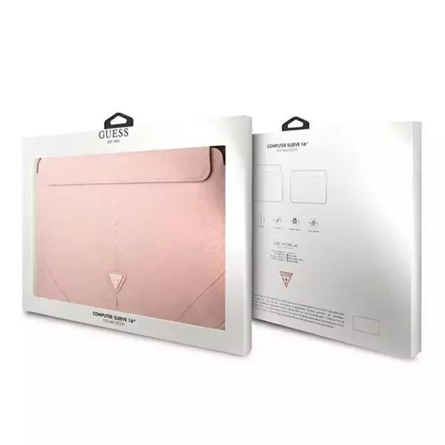 Guess Saffiano Triangle Logo case for a 16&quot  laptop - pink 3