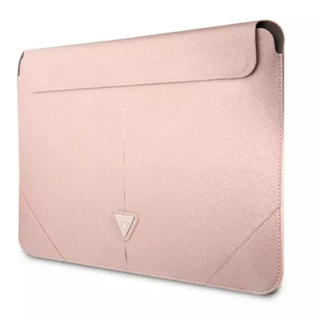Guess Saffiano Triangle Logo case for a 16&quot  laptop - pink 1