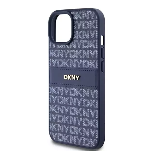DKNY Leather Mono Stripe &amp  Metal Logo case for iPhone 15 / 14 / 13 - blue 12