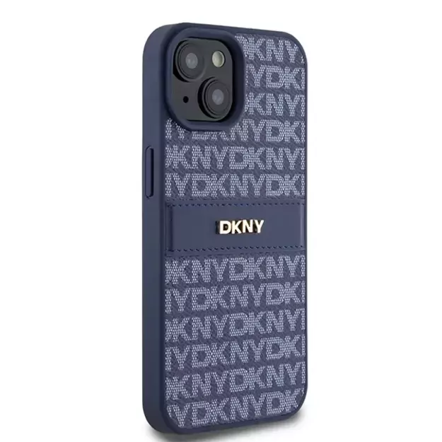 DKNY Leather Mono Stripe &amp  Metal Logo case for iPhone 15 / 14 / 13 - blue 10