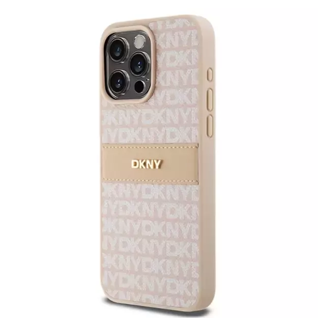 DKNY Leather Mono Stripe &amp  Metal Logo case for iPhone 15 Pro Max - pink 8