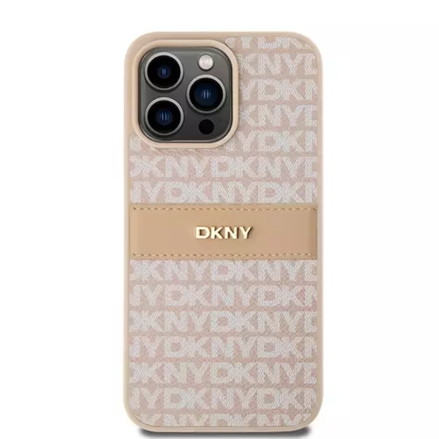 DKNY Leather Mono Stripe &amp  Metal Logo case for iPhone 15 Pro Max - pink 9