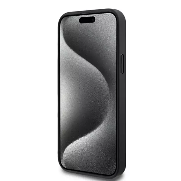 DKNY Leather Monogram Pattern Metal Logo MagSafe Case for iPhone 15 Plus / 14 Plus - Black 11