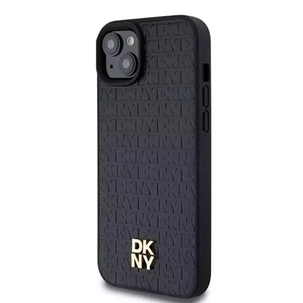 DKNY Leather Pattern Metal Logo MagSafe Case for iPhone 15/14/13 - Black 8