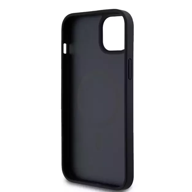 DKNY Leather Pattern Metal Logo MagSafe Case for iPhone 15/14/13 - Black 13