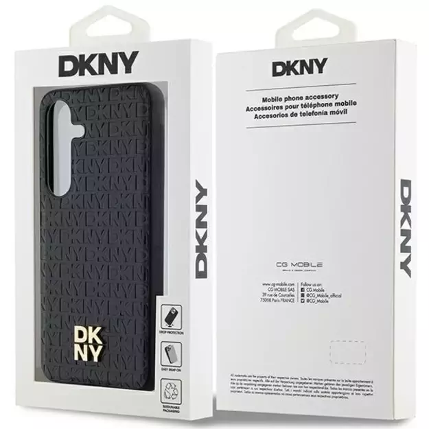 DKNY Leather Pattern Metal Logo MagSafe case for Samsung Galaxy S24 - black 13