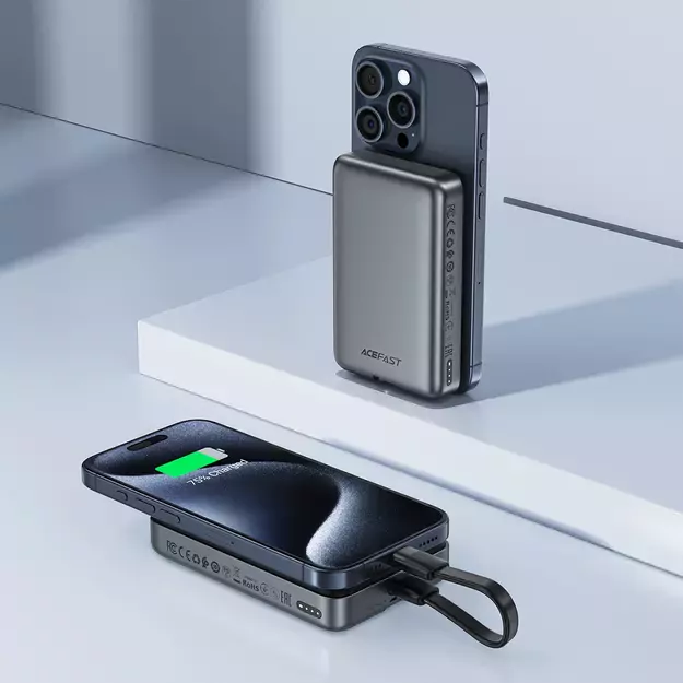 Powerbank Acefast M10 Magnetic 2x USB-C PD 30W with 15W Inductive Charging and USB-C Cable - Black 11