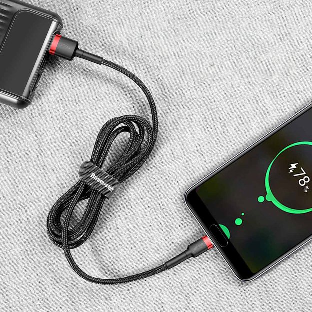 Baseus Cafule USB-A / USB-C QC 3.0 3A cable 0.5 m - black and red 11