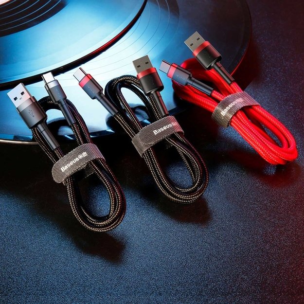 Baseus Cafule USB-A / USB-C QC 3.0 3A cable 0.5 m - black and red 5
