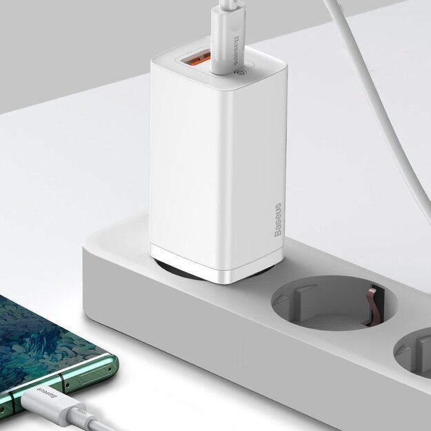 Baseus GaN2 Lite fast charger 65W USB / USB Type C Quick Charge 3.0 Power Delivery (gallium nitride) white (CCGAN2L-B02) 8