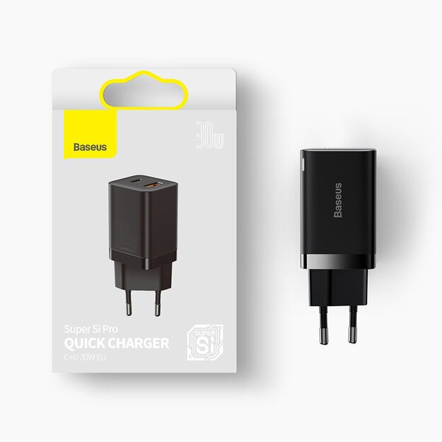 Baseus Super Si Pro fast charger USB / USB Type C 30W Power Delivery Quick Charge black (CCSUPP-E01) 22