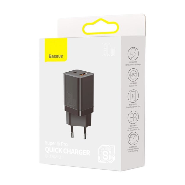 Baseus Super Si Pro fast charger USB / USB Type C 30W Power Delivery Quick Charge black (CCSUPP-E01) 4